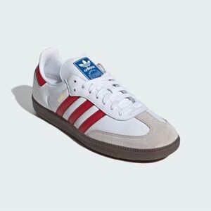 Adidas Samba OG Shoes, White & Red, Size 6